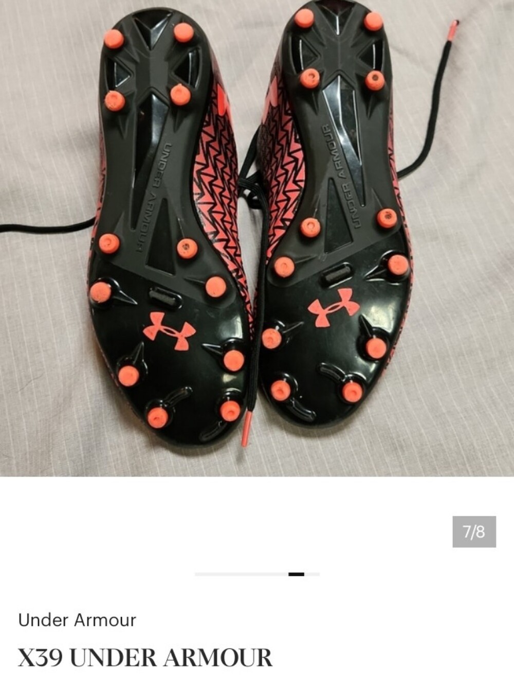 Under Armour Kids Soccer Cleats in Black and Bright Orange - Picture 8 of 8